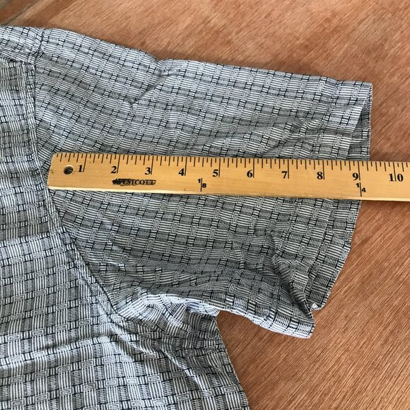 Tommy Bahama 100% Silk Shirt Men XXL Gray Plaid Button Up Short Sleeve Collared - Picture 9 of 11